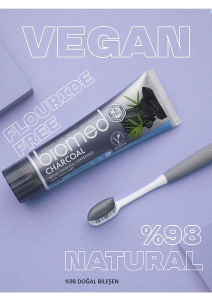 Charcoal Diş Macunu ve Black Diş Fırçası 2'li Set Doğal Bitkisel Vegan Florürsüz