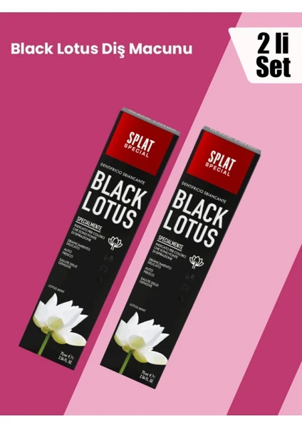 2 Adet Black Lotus Diş Macunu 2 Ton Beyaz Florürsüz Kömür Etkili Doğal