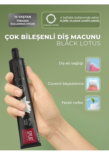 2 Adet Black Lotus Diş Macunu 2 Ton Beyaz Florürsüz Kömür Etkili Doğal