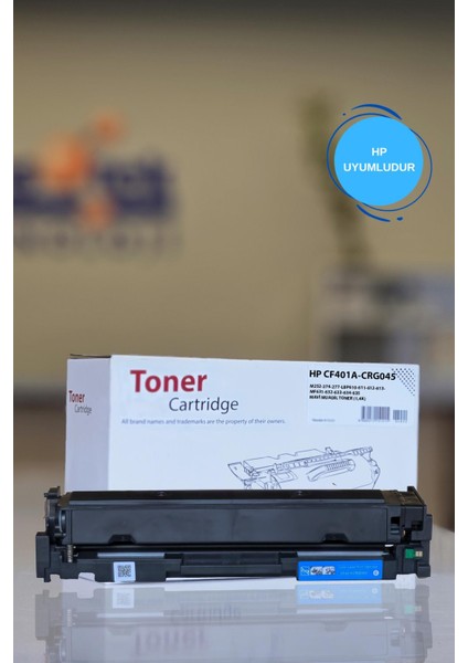 Hp CF401A-CRG045 M252-274-277-LBP610-611-612-613-MF631-632-633-634-635 Mavi Muadil Toner (1,4k)