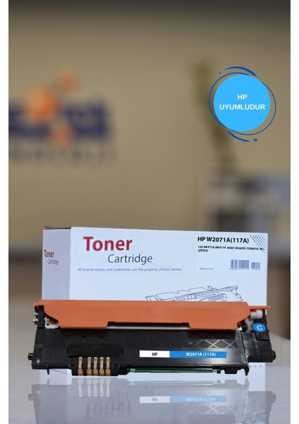 Hp W2071A(117A) 150-MFP178-MFP179 Mavi Muadil Toner (0.7k) (Çipsiz)