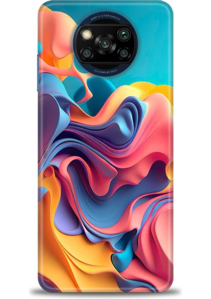 Xiaomi Poco X3 Nfc Kılıf Hd Baskılı Kılıf - Renkli Su + 9h Nano Ekran Koruyucu