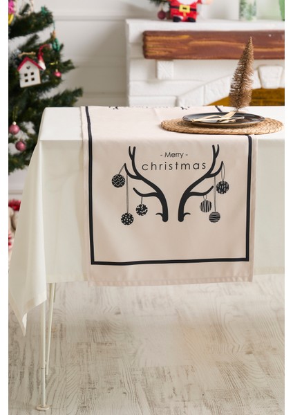 Yılbaşı Geyik Desenli Krem Runner fiyatları