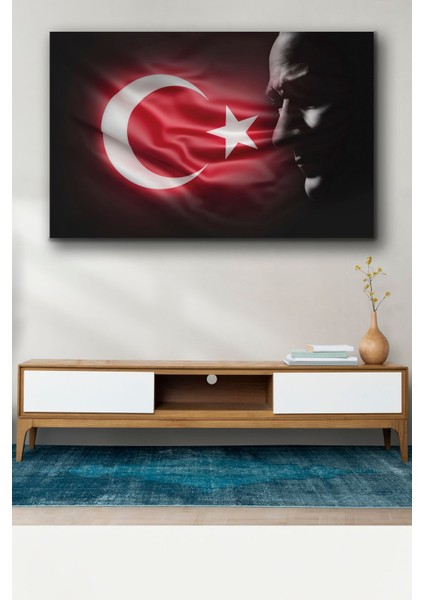 Atatürk Ve Türk Bayrağı Cam Tablo Ev Ofis Salon Dekoru Büyük Tablo fiyatları