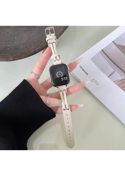 Apple Watch Ultra 2 49MM / 9 8 7 45MM / 6 5 4 44MM Hakiki Inek Deri Kordonlu Saat (Yurt Dışından)