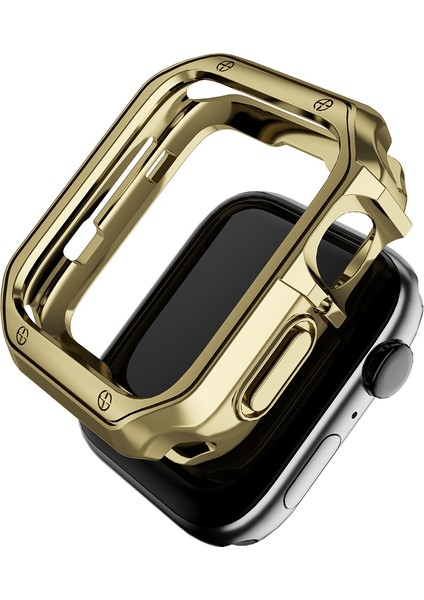 Apple Watch Serisi 1/2/3 42MM/SE/SERISI 4/5/6 44MM/SERISI 7 45MM/SERI 8 45MM Elektrapan Tpu Saat Kılıfı Lazer Gravür Koruyucu Kapak - Altın (Yurt Dışından)