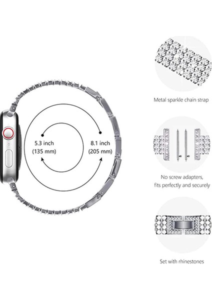 Samsung Galaxy 5 40MM/44MM/WATCH 5 Pro 45MM Dört Sıralı Bilek Strap Metal Rhinestone Dekor Bilek Kayışı Saat Bandı - Siyah (Yurt Dışından) fiyatları