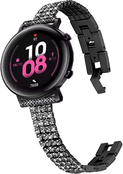 Samsung Galaxy 5 40MM/44MM/WATCH 5 Pro 45MM Dört Sıralı Bilek Strap Metal Rhinestone Dekor Bilek Kayışı Saat Bandı - Siyah (Yurt Dışından) modelleri