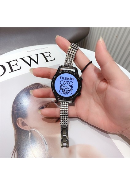 Samsung Galaxy 5 40MM/44MM/WATCH 5 Pro 45MM Dört Sıralı Bilek Strap Metal Rhinestone Dekor Bilek Kayışı Saat Bandı - Siyah (Yurt Dışından) fırsatları