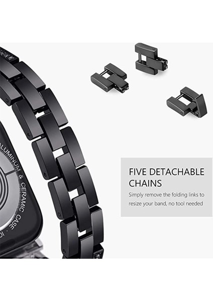 Samsung Galaxy 5 40MM/44MM/WATCH 5 Pro 45MM Dört Sıralı Bilek Strap Metal Rhinestone Dekor Bilek Kayışı Saat Bandı - Siyah (Yurt Dışından) indirimleri