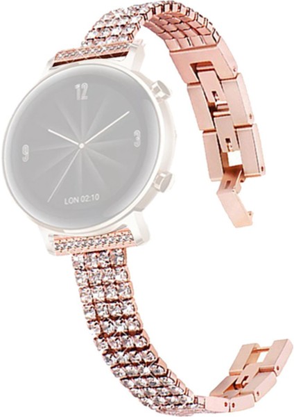 Samsung Galaxy 5 40MM/44MM/WATCH 5 Pro 45MM Dört Ülk Bilek Kayışı Metal Rhinestone Dekor Bilek Saat Bandı - Gül Altın (Yurt Dışından)