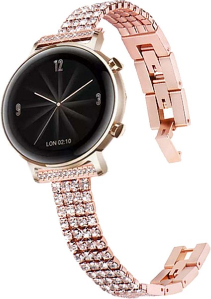 Samsung Galaxy 5 40MM/44MM/WATCH 5 Pro 45MM Dört Ülk Bilek Kayışı Metal Rhinestone Dekor Bilek Saat Bandı - Gül Altın (Yurt Dışından) modelleri