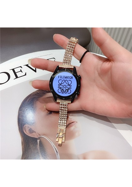 Samsung Galaxy 5 40MM/44MM/WATCH 5 Pro 45MM Dört Ülk Bilek Kayışı Metal Rhinestone Dekor Bilek Saat Bandı - Gül Altın (Yurt Dışından) fırsatları