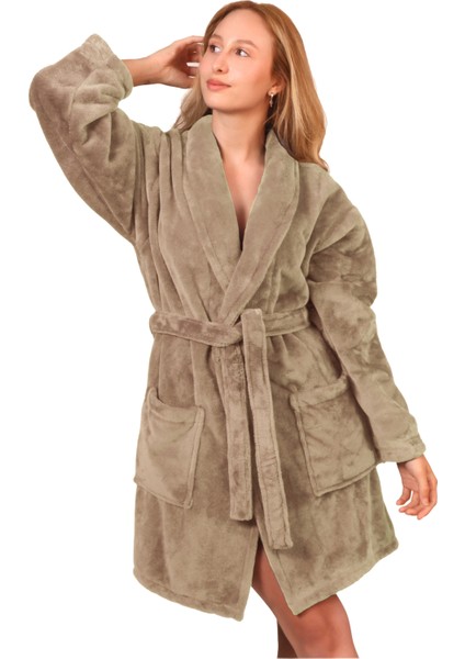 Unısex Yumuşak Dokulu Polar Sabahlık , Diz Üstü fiyatları