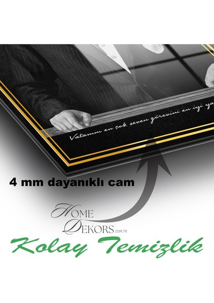 Atatürk Portresi Cam Tablo Ev Ofis Salon Duvar Dekoru, Büyük Tablo Dekor fırsatları