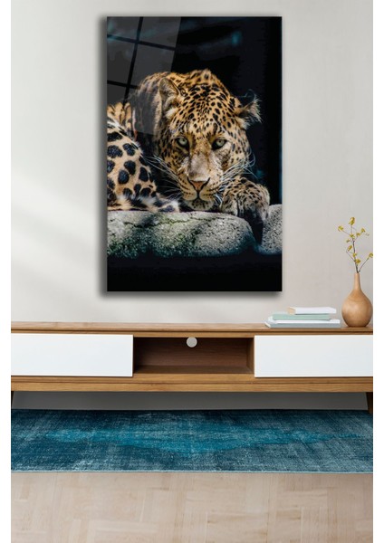 Jaguar Cam Tablo, Ev Ofis Salon Duvar Dekoru, Büyük Tablo Dekor
