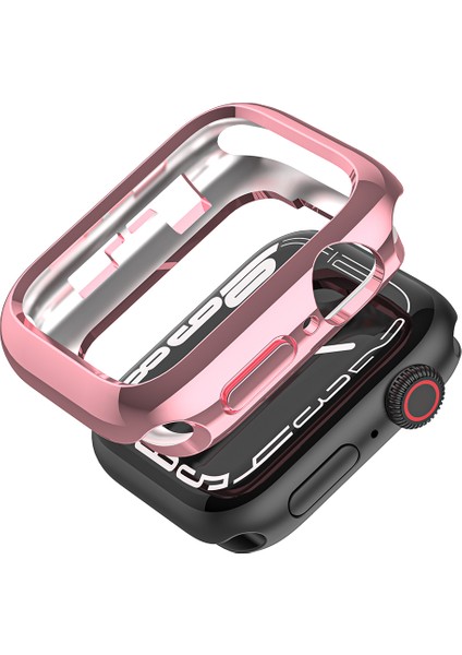 Apple Watch Series 9 8 7 45MM / 6 5 4 Se (2023) Se (2022) Se 44MM Tpu Watch Kapağı Elektroliz Kaplama Içi Boş Çerçeve (Yurt Dışından)