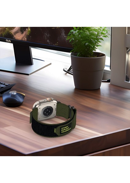 Apple Watch Ultra 2 Ultra 49MM / Series 9 8 7 45MM / 6 5 4 Se (2023) Se (2022) Se 44MM Çakma Kordonlu Watch Naylon Kayış (Yurt Dışından) modelleri