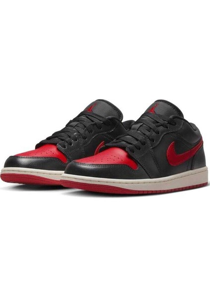 Air Jordan 1 Low Reverse Leather Black Red Toe (W)Hakiki Deri Erkek Spor Ayakkabı Siyah Kırmızı modelleri