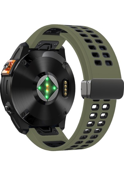 Garmin Fenix 7x / 7x Pro Watchband Quickfit Manyetik Toka Silikon Bant (Yurt Dışından)