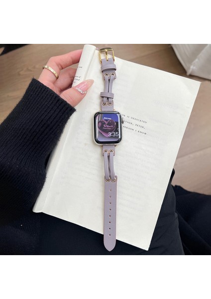 Apple Watch Ultra 2 49MM / 9 8 7 45MM / 6 5 4 44MM Hakiki Inek Deri Kordonlu Saat (Yurt Dışından)