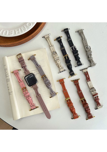 Apple Watch Ultra 2 49MM / 9 8 7 45MM / 6 5 4 44MM Hakiki Inek Deri Kordonlu Saat (Yurt Dışından) fiyatları