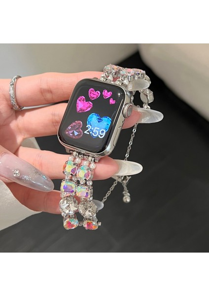 Apple Watch Ultra 2 Ultra 49MM / Series 9 8 7 45MM / 6 5 4 Se (2022) Se (2023) Se 44MM Watch Kayışı Yapay Elmas Zincir Bileklik (Yurt Dışından) fırsatları