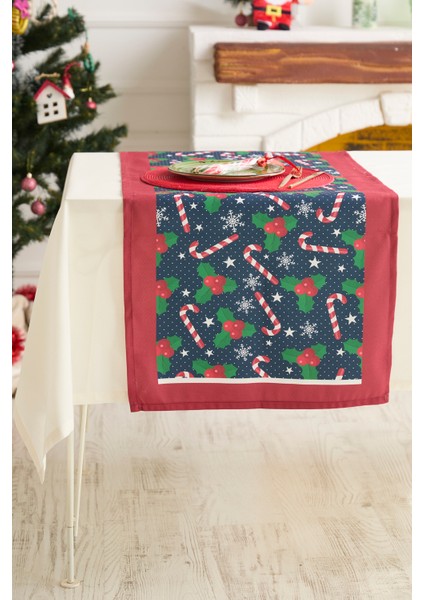 Yılbaşı Kırmızı Şeker Desenli Runner fiyatları