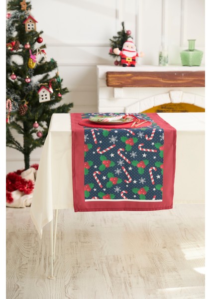 Yılbaşı Kırmızı Şeker Desenli Runner modelleri