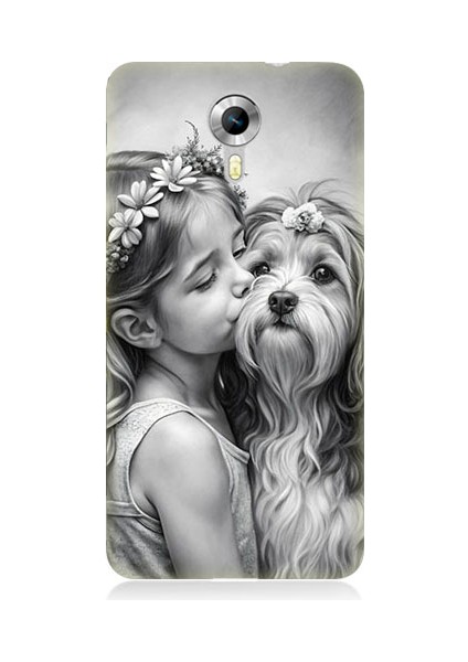 General Mobile Discovery 4g Uyumlu Kız ve Köpek Desenli Silikon Kılıf