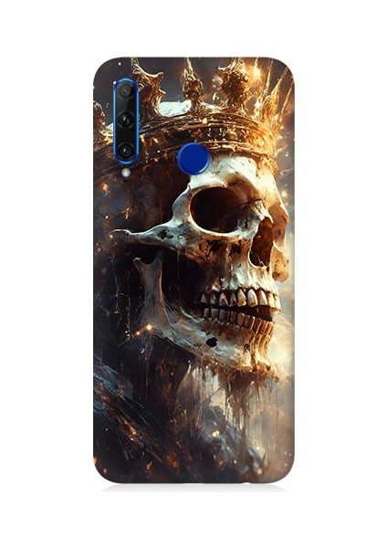 Huawei Honor 20 Lite Uyumlu Alevli Kafatası Desenli Silikon Kılıf