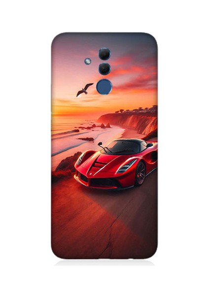 Huawei Mate 20 Lite Uyumlu Hızlı Kırmızı Desenli Silikon Kılıf