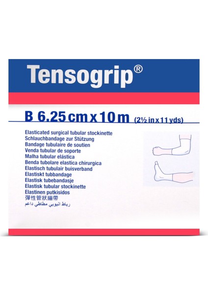 Tensogrip Tubular Bandaj Bsn Boru Bandaj 6,25CM x 10M Beyaz B Beden