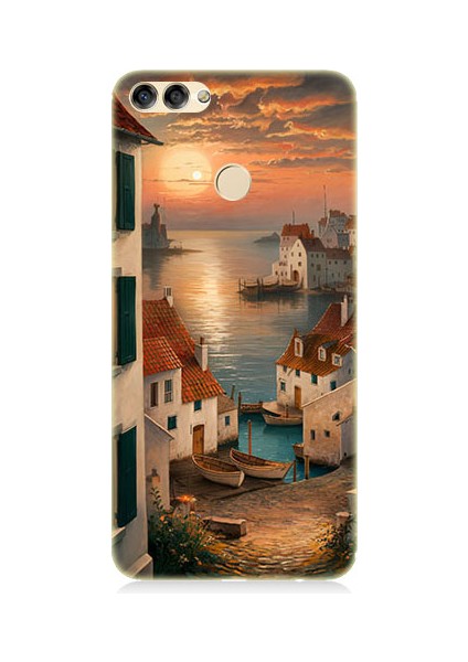 Huawei P Smart Uyumlu Sahil Evleri Desenli Silikon Kılıf