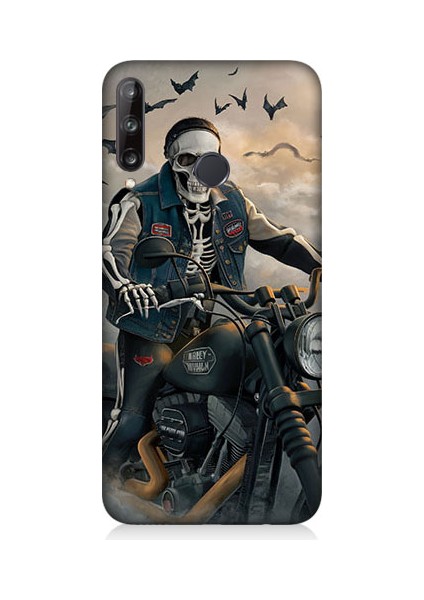 Huawei P40 Lite E Uyumlu Iskelet Motosiklet Desenli Silikon Kılıf