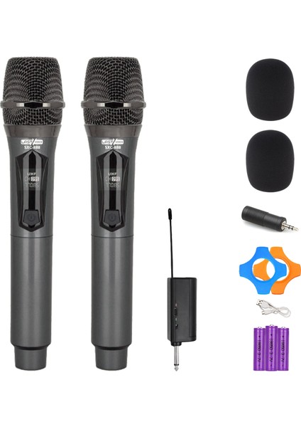 SXC-888E Şarjlı ÇİFTLİ EL Telsiz Kablosuz Mikrofon Seti