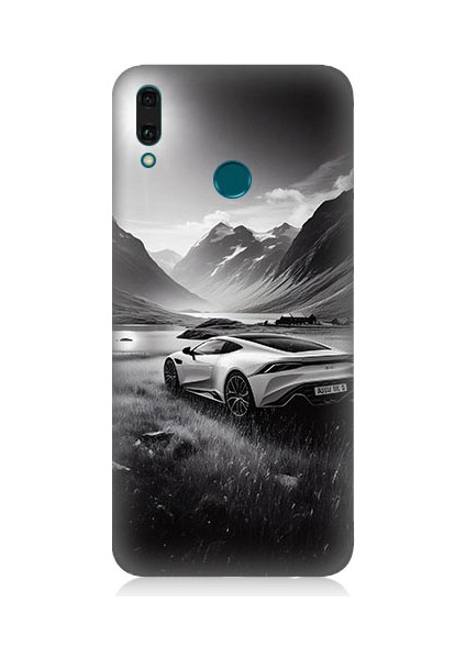 Huawei Y7 2018 Uyumlu Dağ Yolunda Araba Desenli Silikon Kılıf