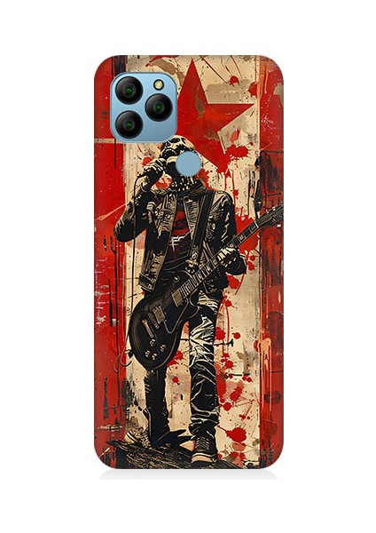 General Mobile GM21 Uyumlu Kırmızı Gitar Desenli Silikon Kılıf
