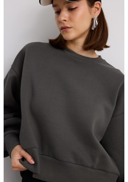 Balon Kollu Krop Sweatshirt