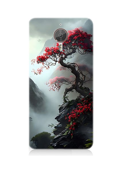 General Mobile Gm5 Plus Uyumlu Kırmızı Ağaç Desenli Silikon Kılıf