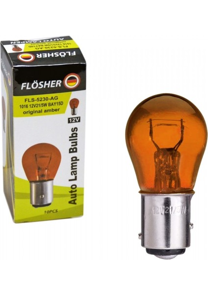 Flösher 12v 1016 Ampul Amber 21/5w Bay15d Fls 5230-Ag (10 Lu)