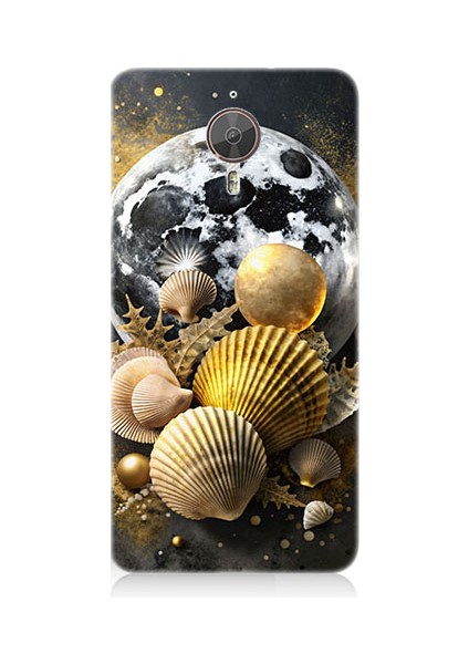 General Mobile Gm5 Plus Uyumlu Ay ve Deniz Kabukları Desenli Silikon Kılıf