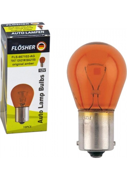 Flösher 12v 93 Ampul Amber Yakın Tırnak 21w Bau15s (7507) Fls-667102-Ag (10 Lu)