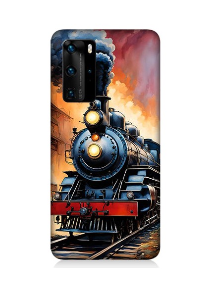 Huawei P40 Pro Uyumlu Buharlı Tren Desenli Silikon Kılıf