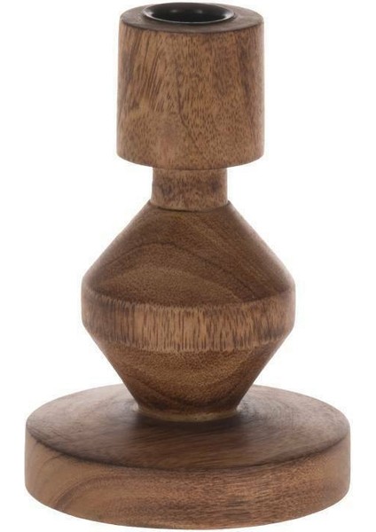 422102 "ambacon" Doğal Ahşap Şamdan- Mumluk 15 cm Yüksekliğinde