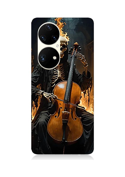 Huawei P50 Pro Uyumlu Iskelet Çello Desenli Silikon Kılıf