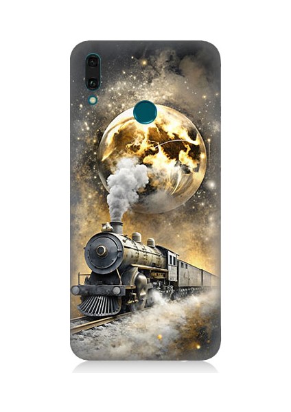 Huawei Y7 2018 Uyumlu Buharlı Tren Desenli Silikon Kılıf