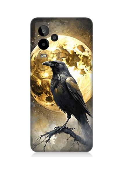 General Mobile GM24 Pro Uyumlu Ay ve Karga Desenli Silikon Kılıf
