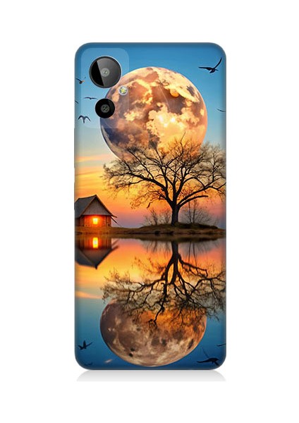 General Mobile GM23 Se Uyumlu Ay ve Göl Desenli Silikon Kılıf