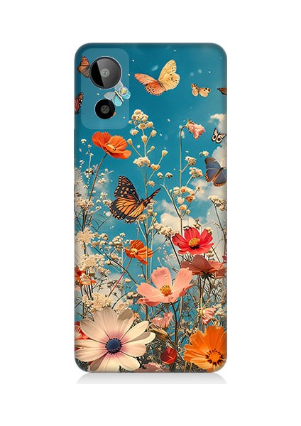 General Mobile GM23 Se Uyumlu Çiçekli Kelebekler Desenli Silikon Kılıf